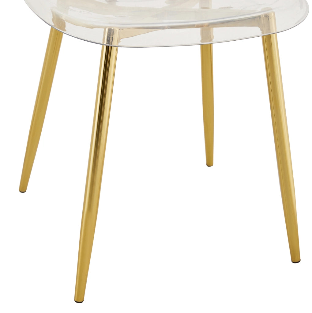 Set 4 sedie da pranzo trasparenti con gambe in metallo oro; 83 cm; plastica e metallo