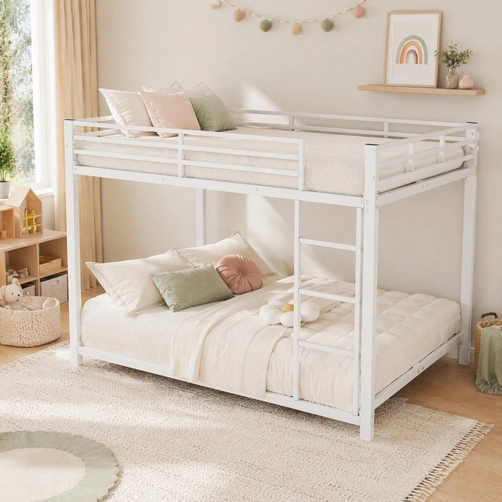 Letto a castello per bambini in metallo 140 x 200 cm bianco