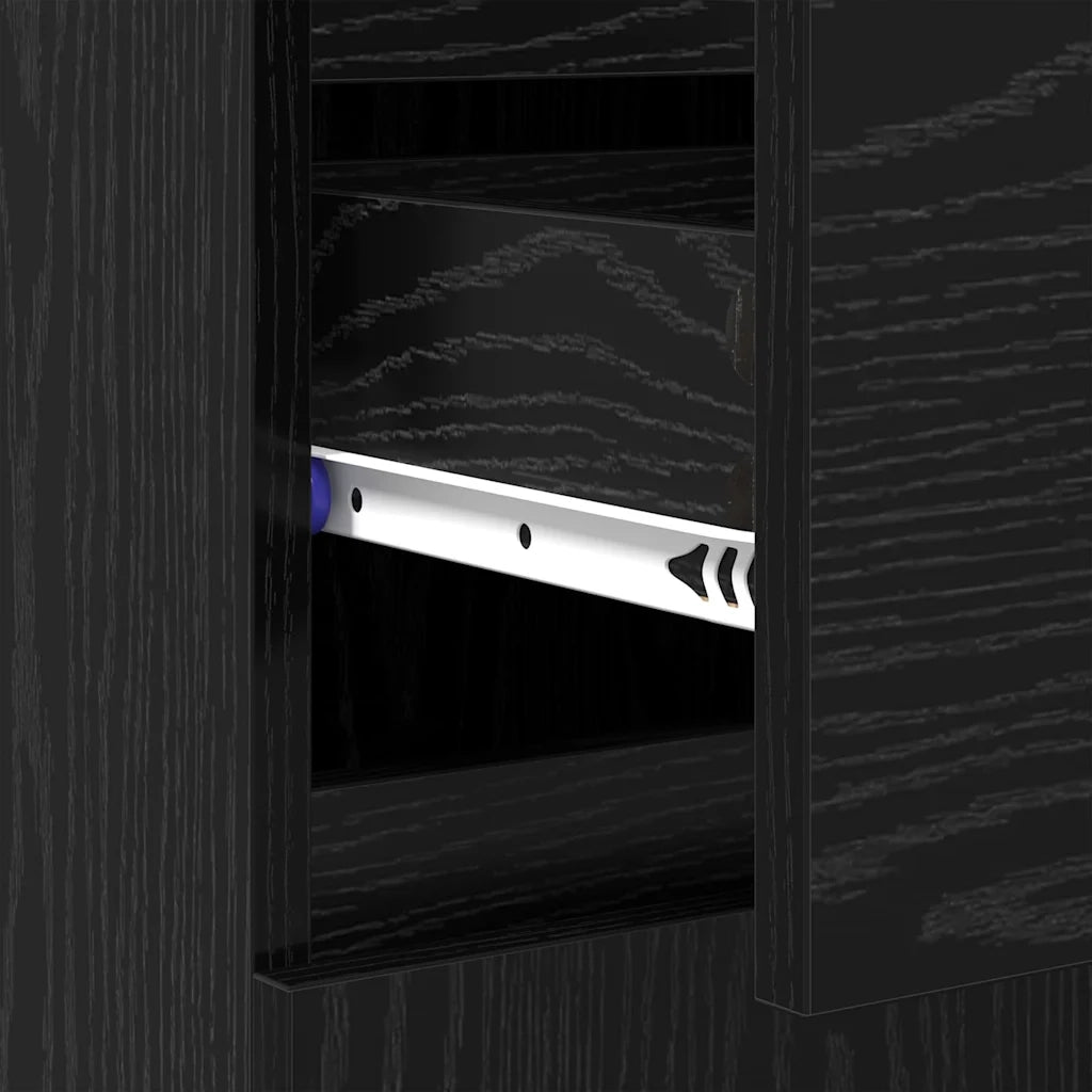 Credenza | Madia | Buffet da pranzo | Armadio da pranzo con cassetto Rovere Nero 60 x 35 x 70 cm