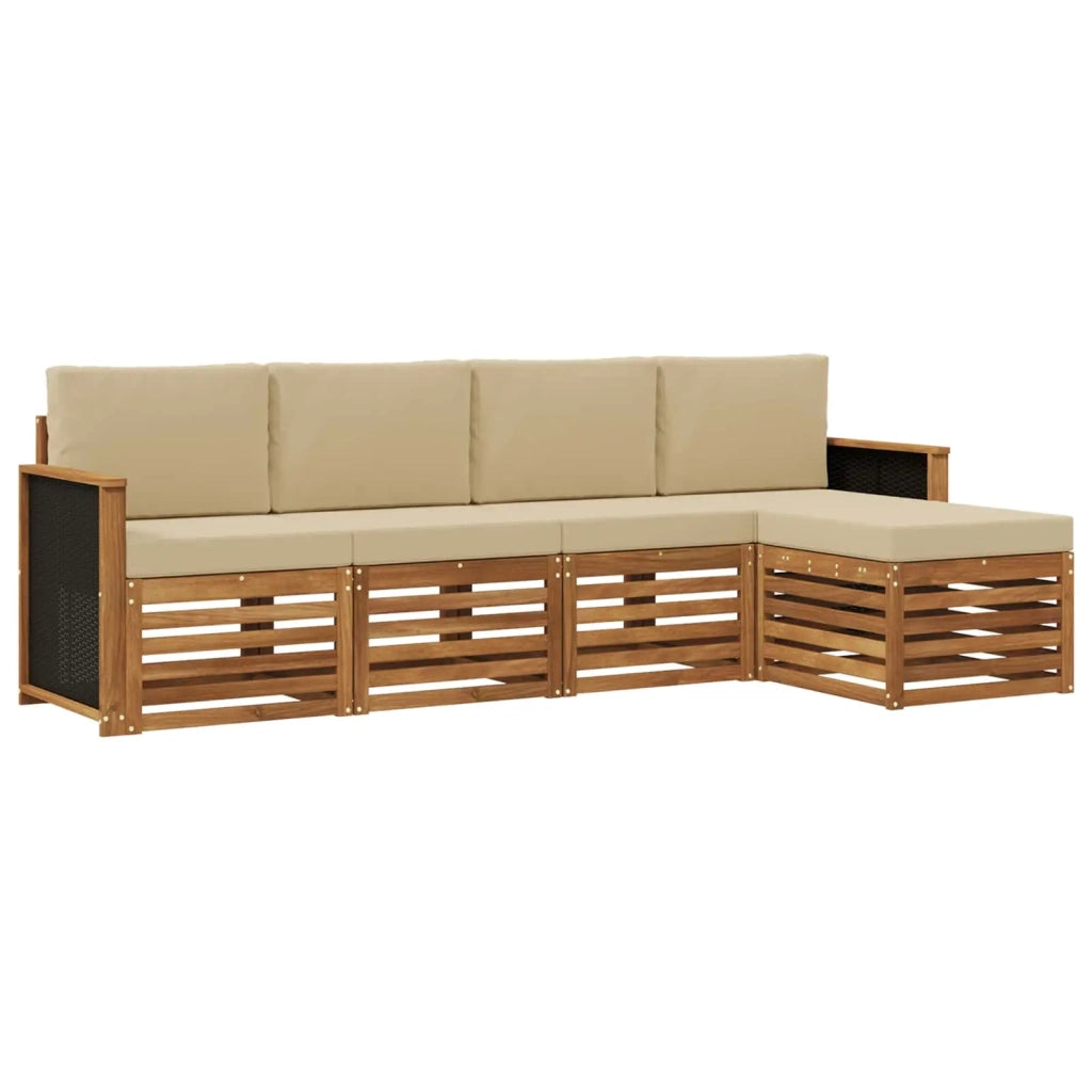Set di divani da esterno 5 pz Naturale e Beige 3384224