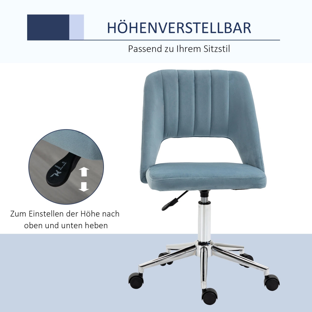 Sedia da ufficio girevole regolabile in altezza con schienale ergonomico e seduta imbottita in poliestere blu