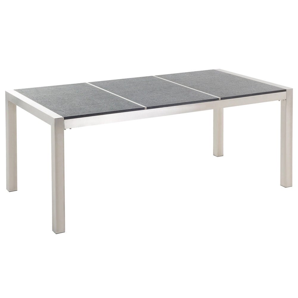 Set da pranzo da giardino Nero con piano in basalto Nero 6 posti 180 x 90 cm