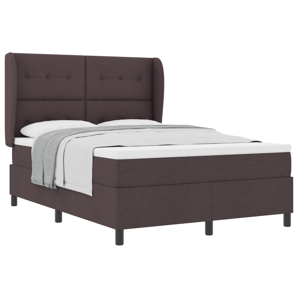 Letto Box Spring con Materasso in Marrone Scuro, 140x190 cm, Tessuto