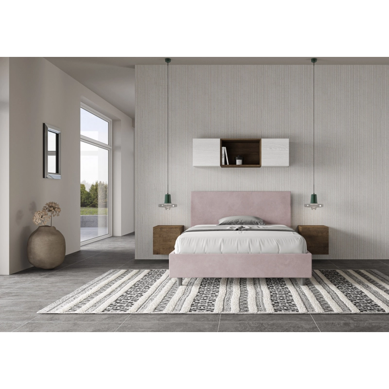 Letto imbottito Matrimoniale francese 140x210 cm Adele - Senza rete,Glicine,Microfibra