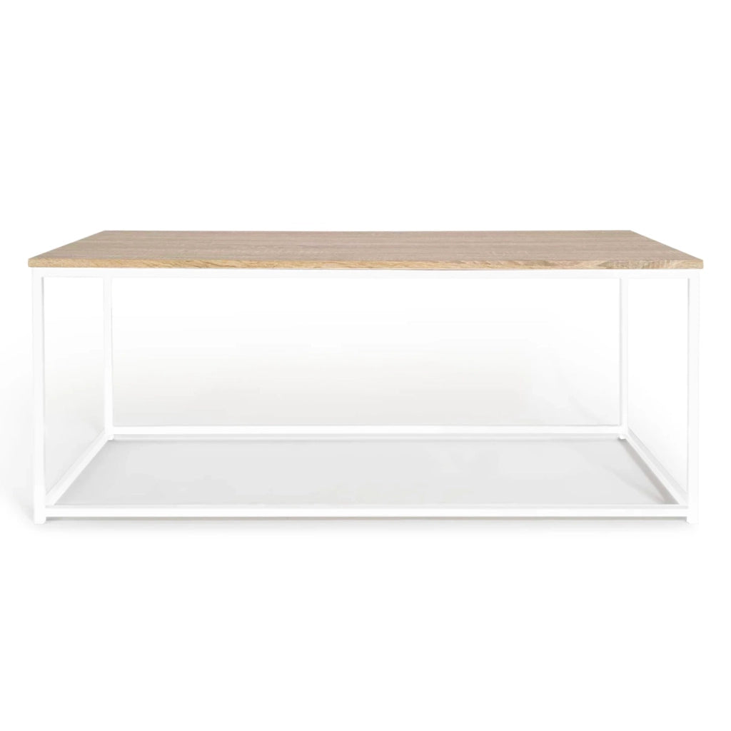 IDMarket - Tavolino 113 cm legno e metallo bianco, design industriale DETROIT