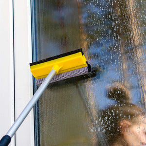 2in1 Spazzola e lavavetri con manico allungabile 145-300cm per lavaggio auto veicoli
