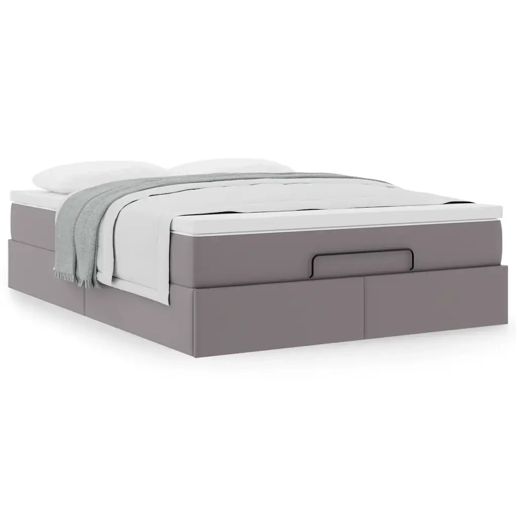 Struttura Letto Pouf con Materasso Grigio 140x200 cm Similpelle 3311044