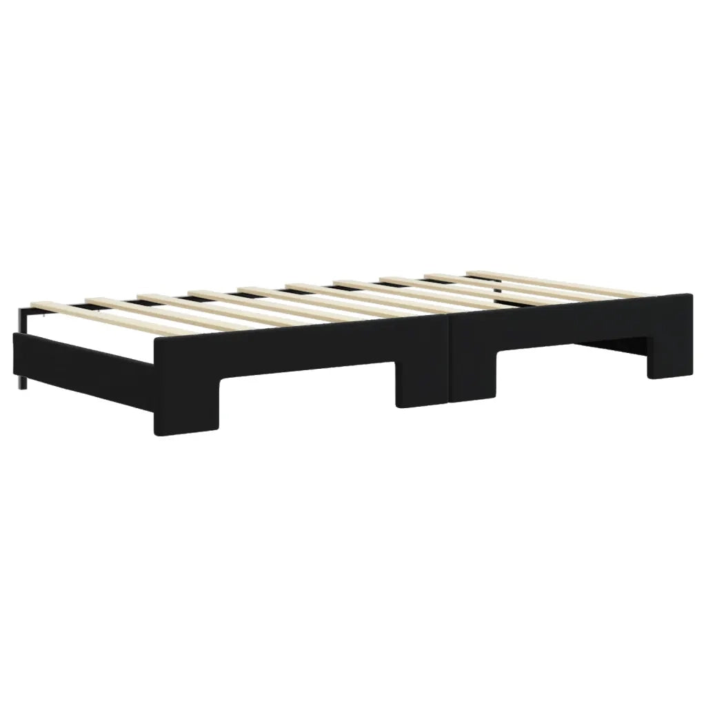 Divano Letto Estraibile con Cassetti-Sofa Letto-Daybed Nero 90x190 cm in Velluto 388716