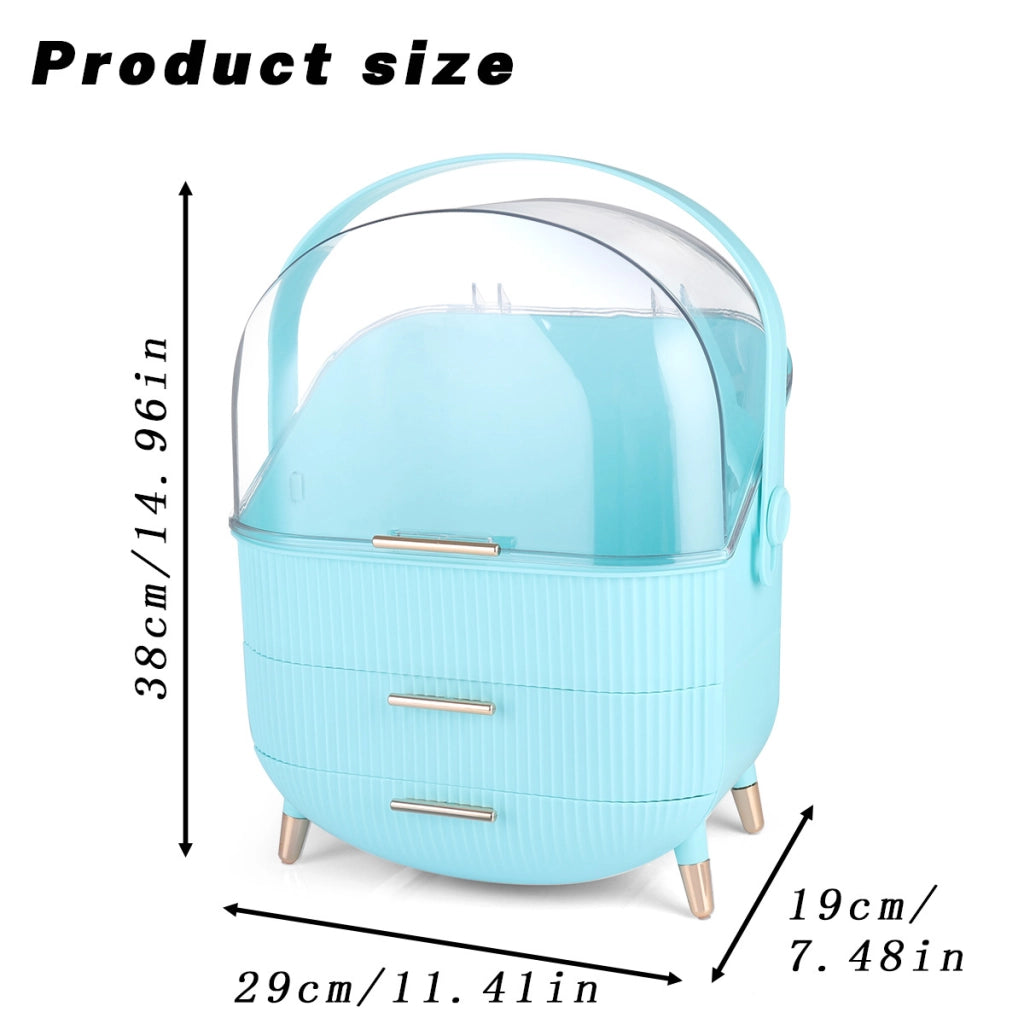 ZMH Porta trucchi da scrivania con più cassetti contenitore per cosmetici azzurro 29 x 19 x 38 cm
