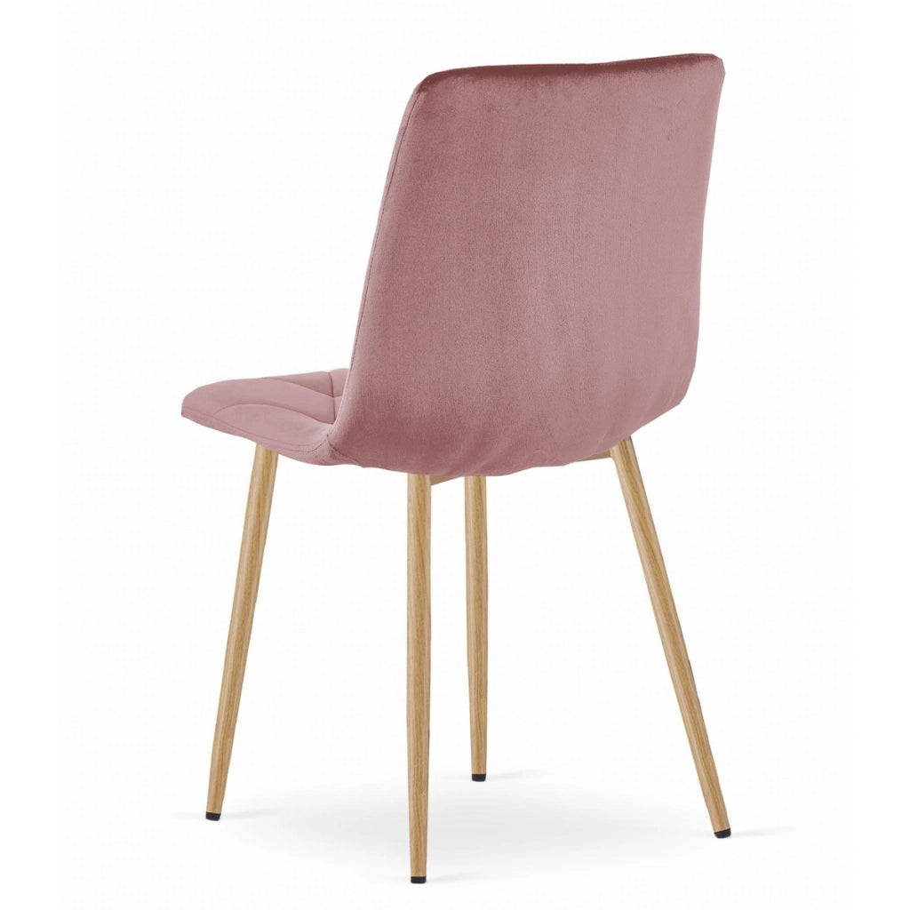 Set di 2 sedie Libra in velluto rosa con gambe effetto legno