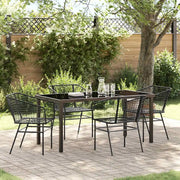 Set da Pranzo per Giardino 5 pcs Nero polyrattan 3380893