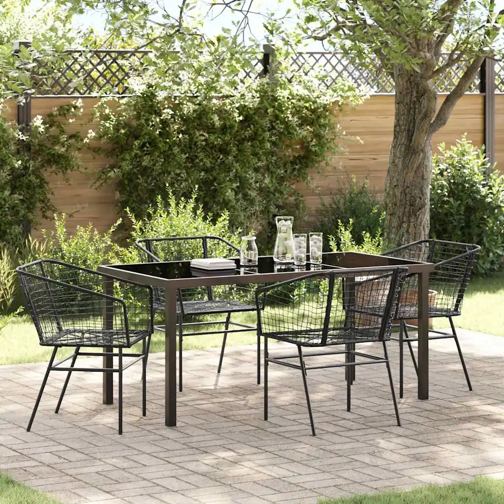 Set da Pranzo per Giardino 5 pcs Nero polyrattan 3380893
