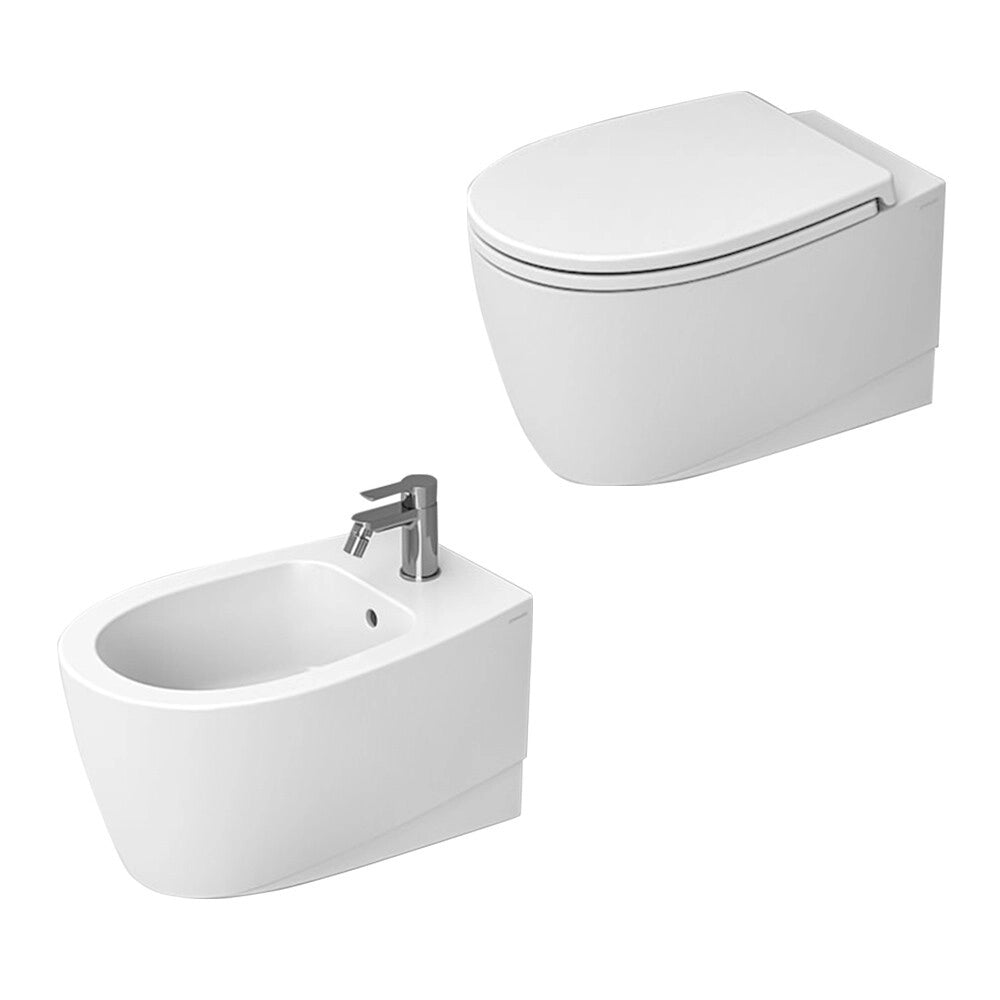 Sanitari sospesi bianco lucido con scarico rimless e copriwc Demy Dolomite