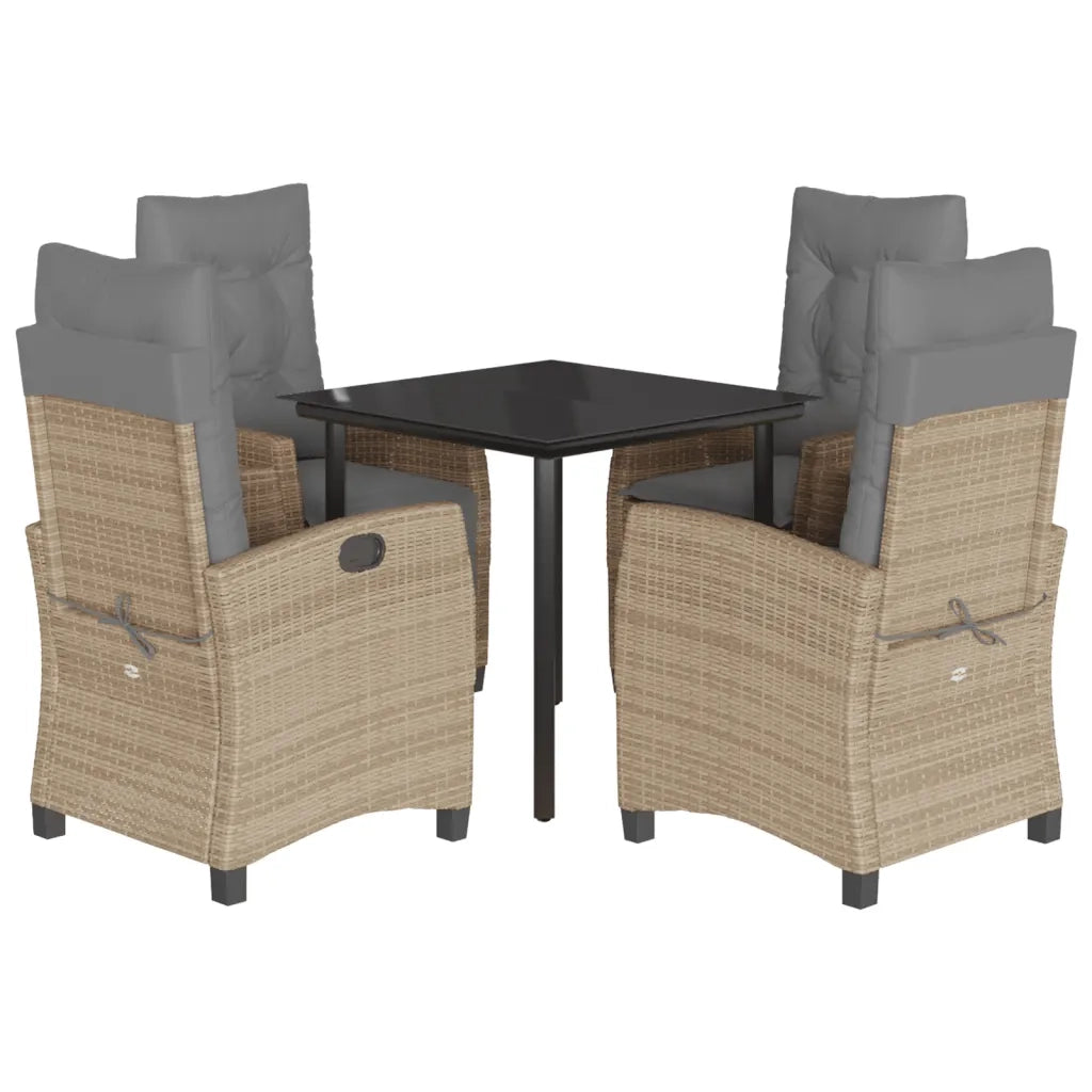 Set Pranzo da Giardino 5 pz con Cuscini Beige Misto Polyrattan 3212834