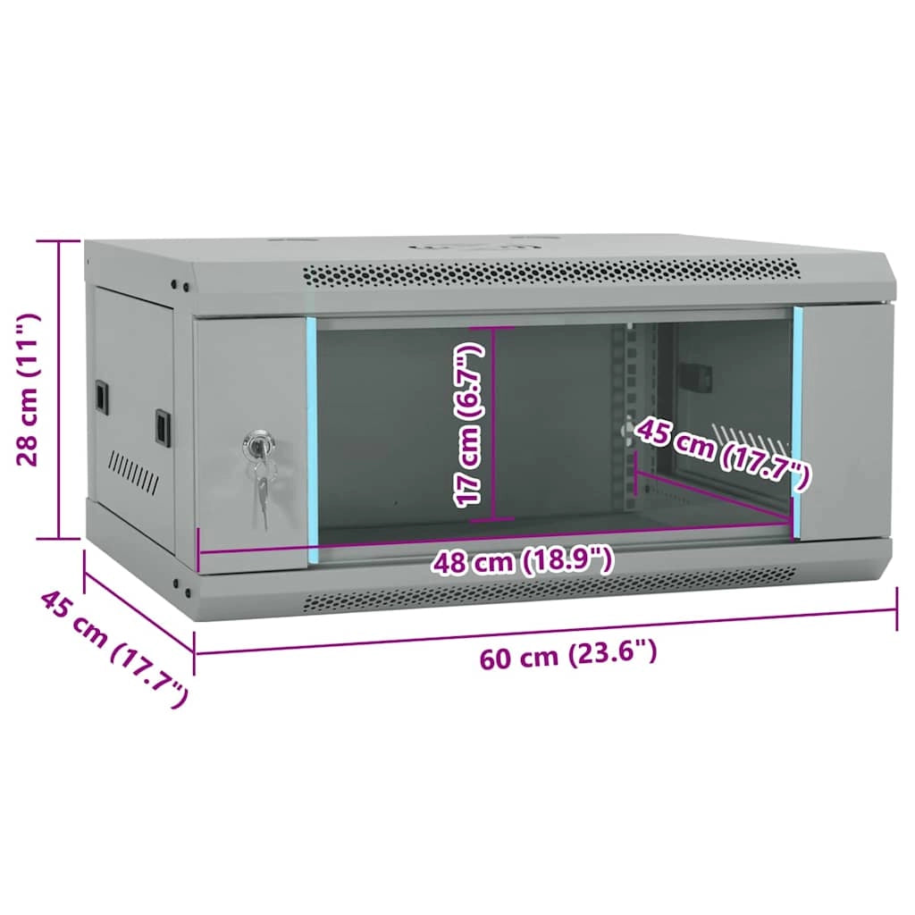Armadio di rete per interni unità di archiviazione 60 x 45 x 28 cm design industriale funzione di sicurezza acciaio grigio 02_0059060