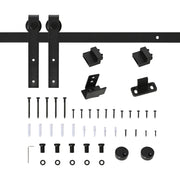 Sistema per porte scorrevoli singole, binario con accessori, acciaio al carbonio, nero, 183x0,6x18 cm