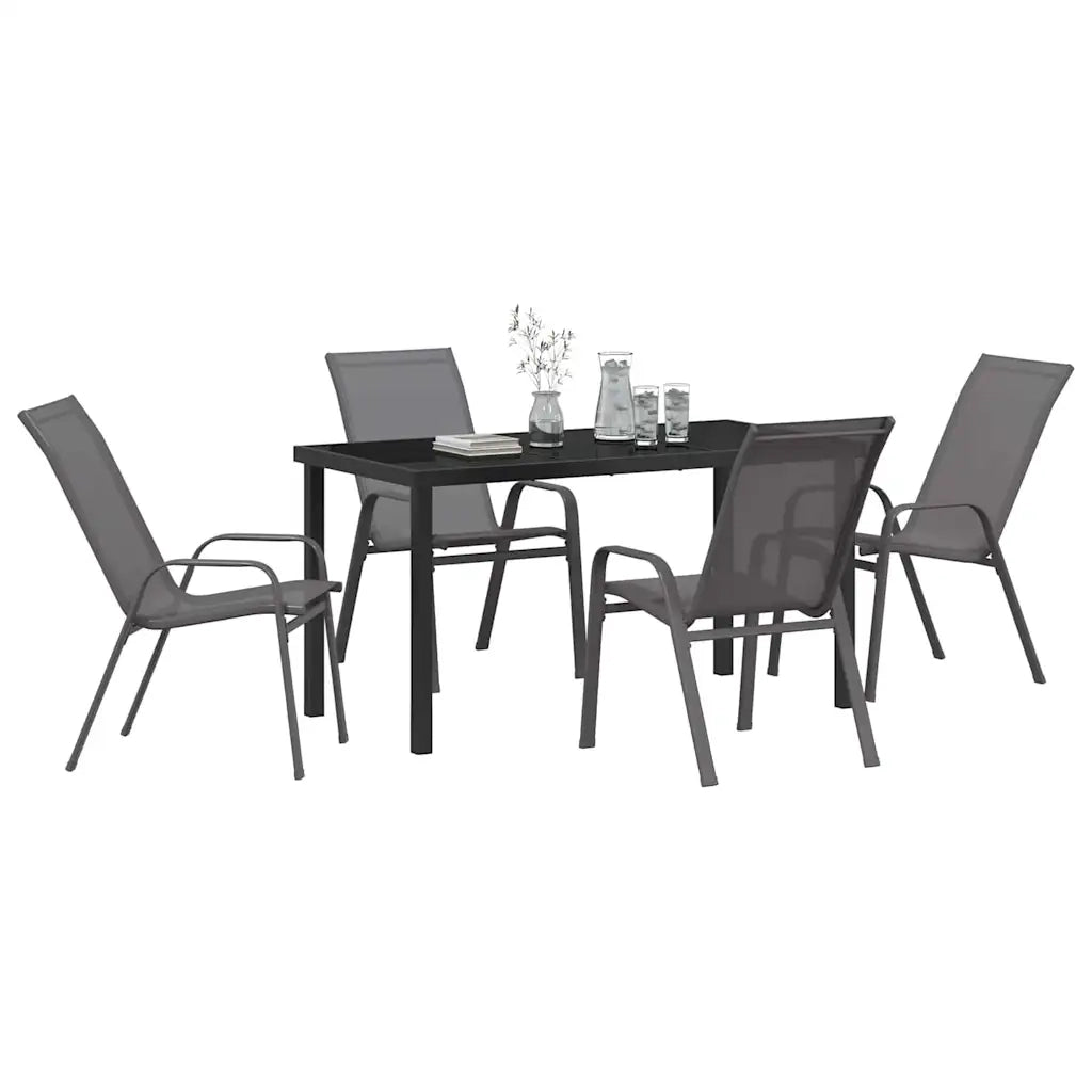 Set da Pranzo per Giardino 5 pcs Grigio e Nero 3379123