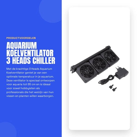 Ventilatore a tre teste per acquario - raffreddamento - clip regolabile - risparmio energetico - adatto a acquari fino a 65 litri