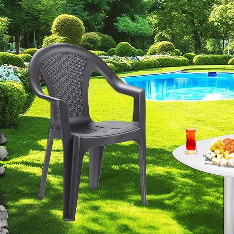 SET 6 SEDIE DA GIARDINO KORA IN POLIPROPILENE COLORE ANTRACITE 55 X 54 X 82 CM