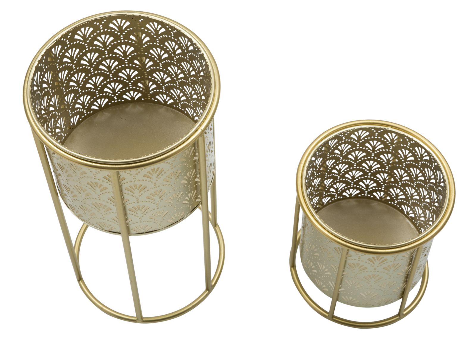 Set 2 Portavasi Ø21x40-19x22 cm in Metallo Oro