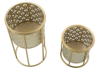 Set 2 Portavasi Ø21x40-19x22 cm in Metallo Oro