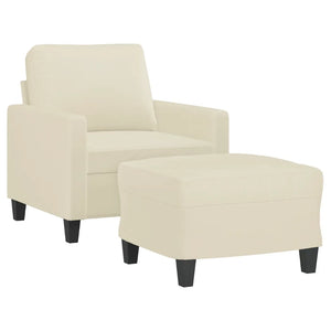 Poltrona con Poggiapiedi Crema 60 cm in Similpelle 3201020