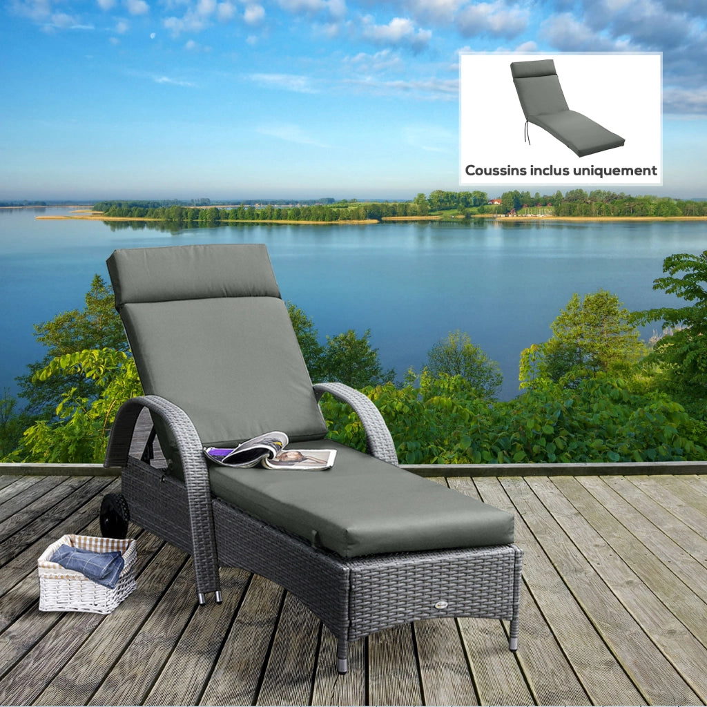 Cuscino Chaise Longue ¨C zephmum ¨C Grigio 196x55x8 cm