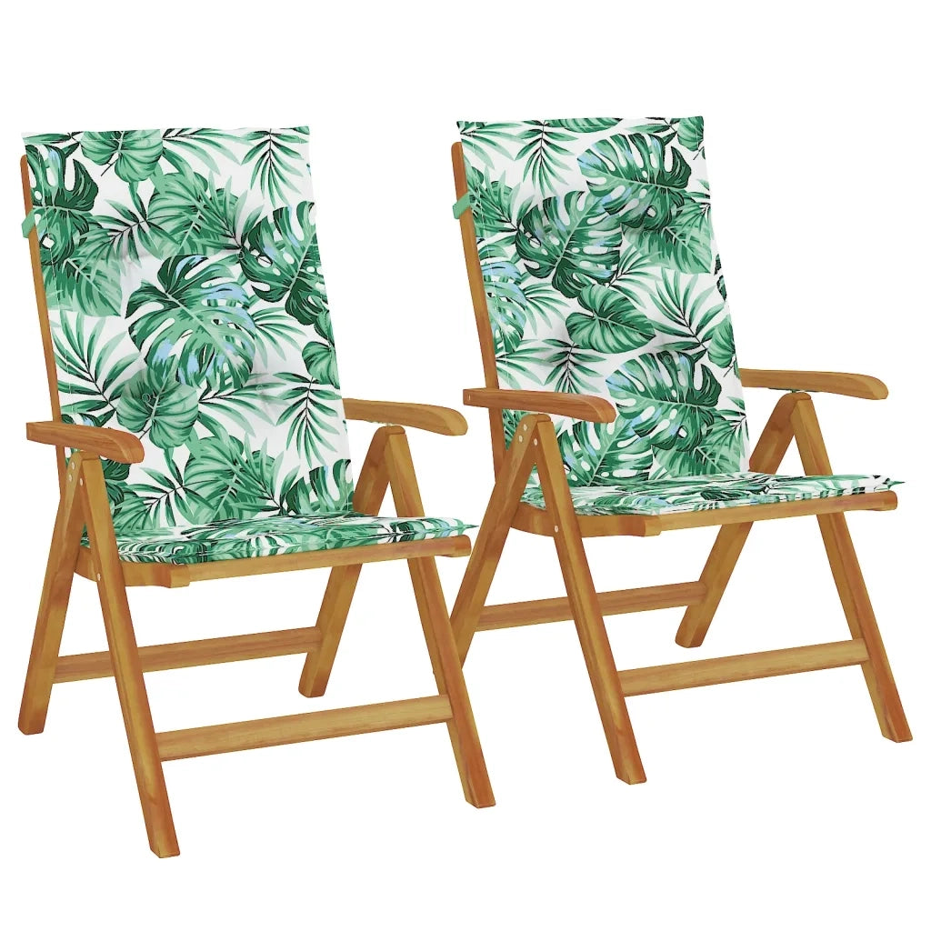vidaXL Sedie da Giardino Reclinabili con Cuscini 2 pz in Legno di Teak