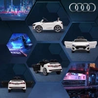 Auto elettrica per bambini, 12V Audi Q8, 3-5 km/h, Telecomando, Fari, Musica, Bianco
