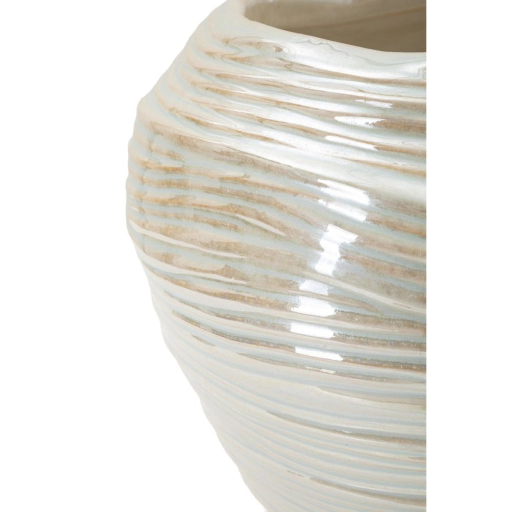 Vaso Decorativo VKH845, Bianco, Ceramica, 22x22x20 cm