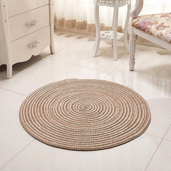Tappeto a intreccio manuale per soggiorno - beige - 40 x 40 cm.