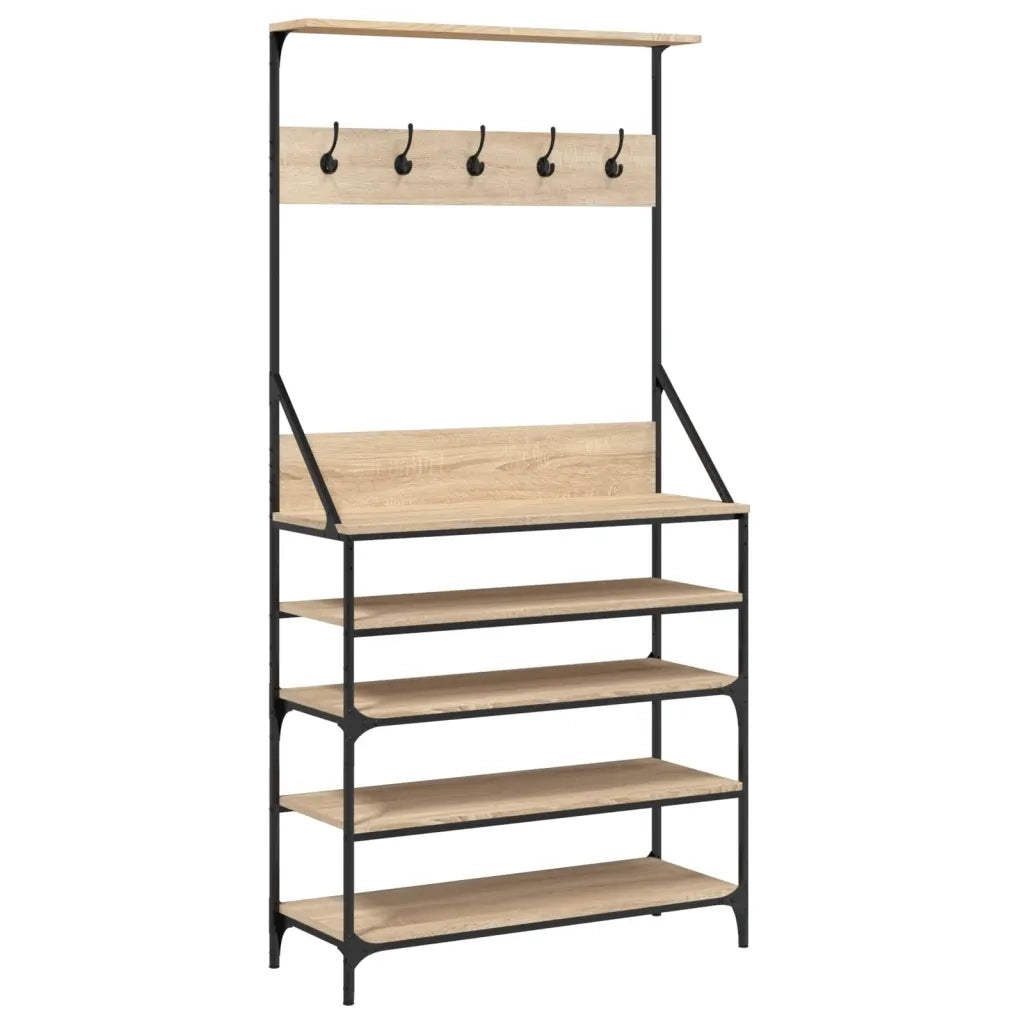Appendiabiti con Porta Scarpe Rovere Sonoma 90x34x184 cm