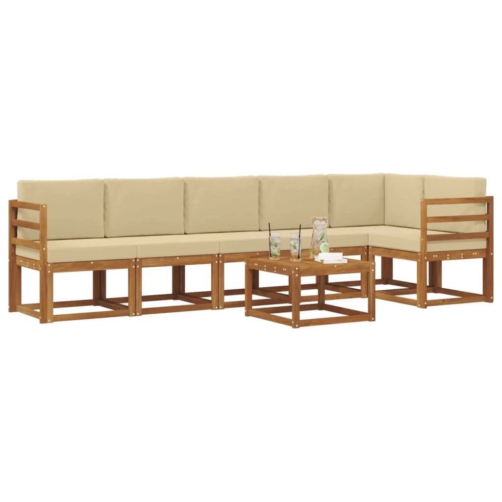 Set di divani da esterno con cuscino 7 pcs Naturale e Beige
