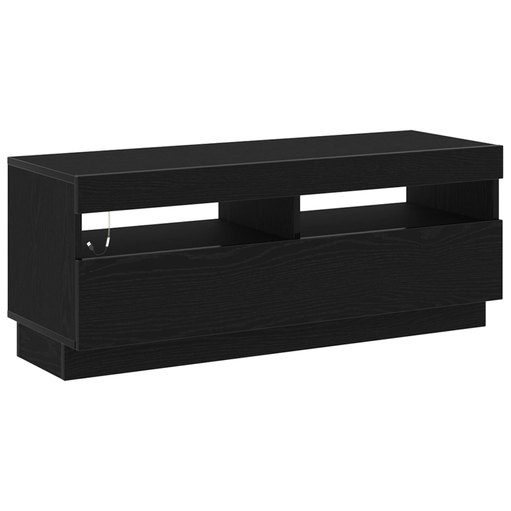 Mobile TV con Luci LED Nero Rovere 300x35x40 cm in Legno Ingegnerizzato