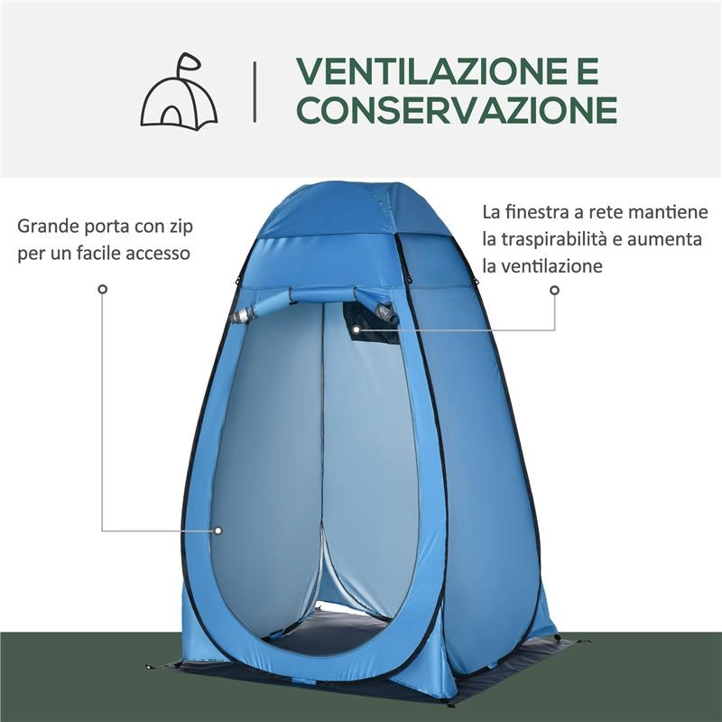 TENDA DOCCIA DA CAMPEGGIO E SPIAGGIA CON PORTA A CERNIERA E BORSA DI TRASPORTO 126X124X189 CM BLU