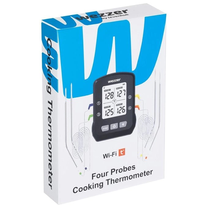 Levenhuk MT90 Wezzer Cook Termometro da Cucina Digitale con 4 Sonde 1 m e App Smart Life-Tuya Smart colore Nero