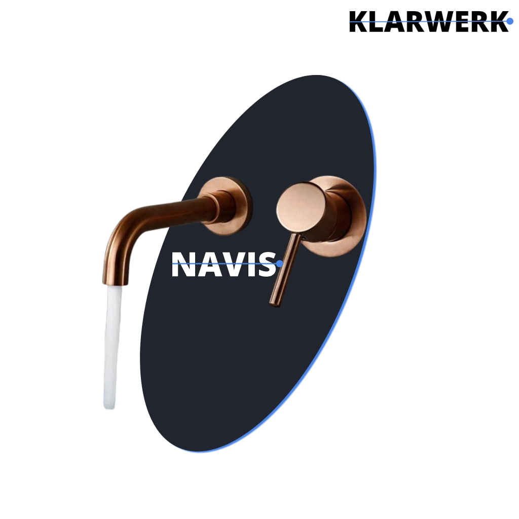 NAVIS|Rubinetto da bagno montaggio a parete in 2 parti oro rosa|semplice in acciaio inox a parete|Miscelatore per lavabo gastronomico per hotel