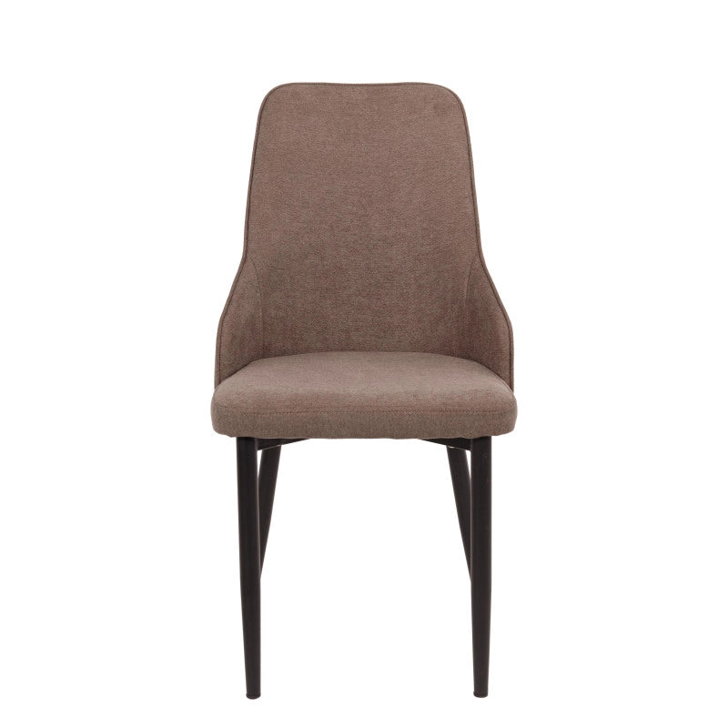 Set di 4 Sedie Chantal In Tessuto Tortora E Gambe Nero Opaco