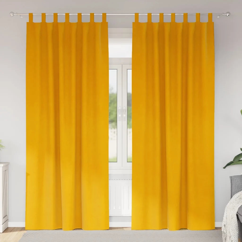 Tende oscuranti 2 pcs Giallo senape 140 x 260 cm Velluto 4107282