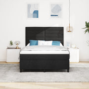 Letto a molle con materasso e luce LED nera 160x200 cm in tessuto