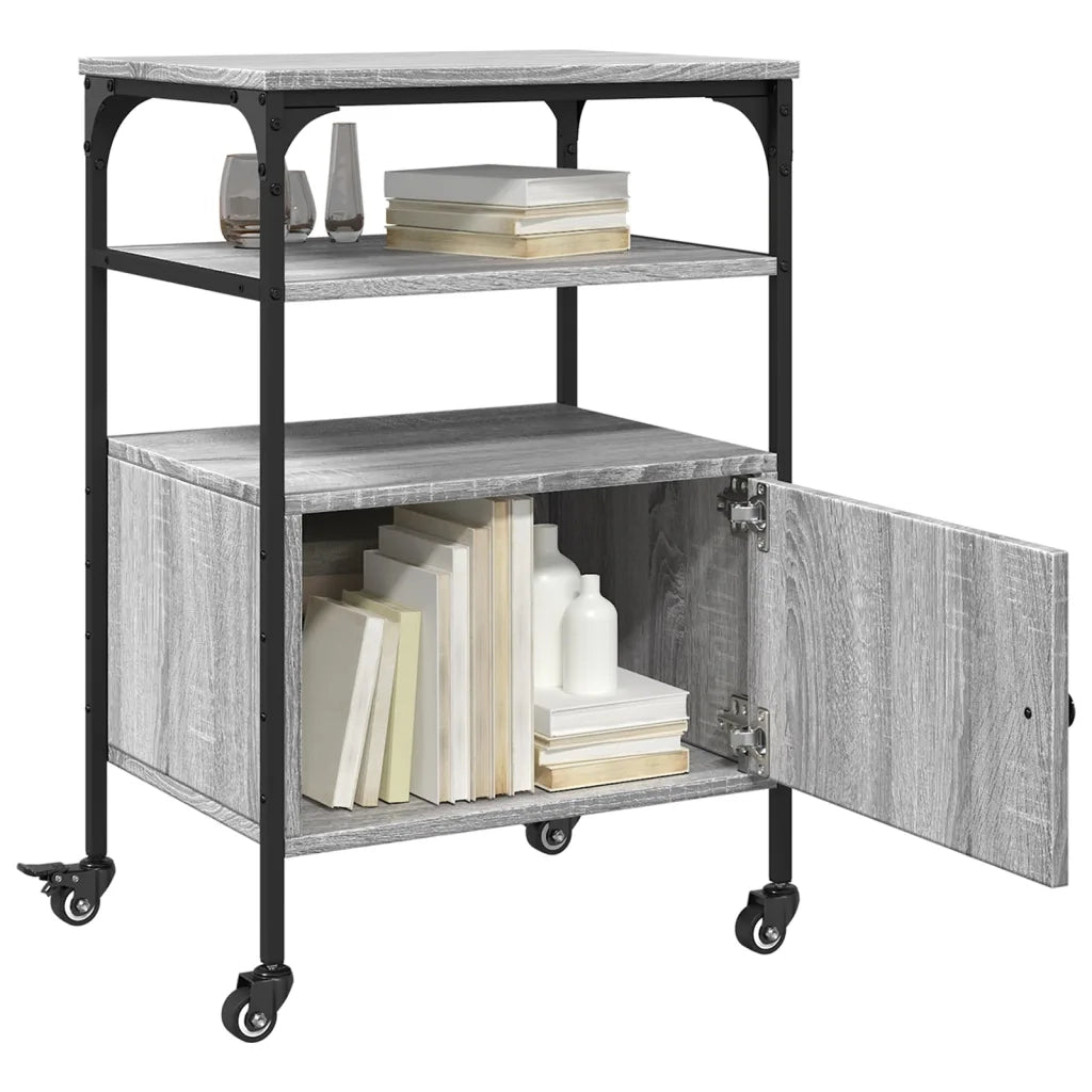 Supporto Stampante 3 Piani Grigio Sonoma 50x40x76cm Multistrato 842294