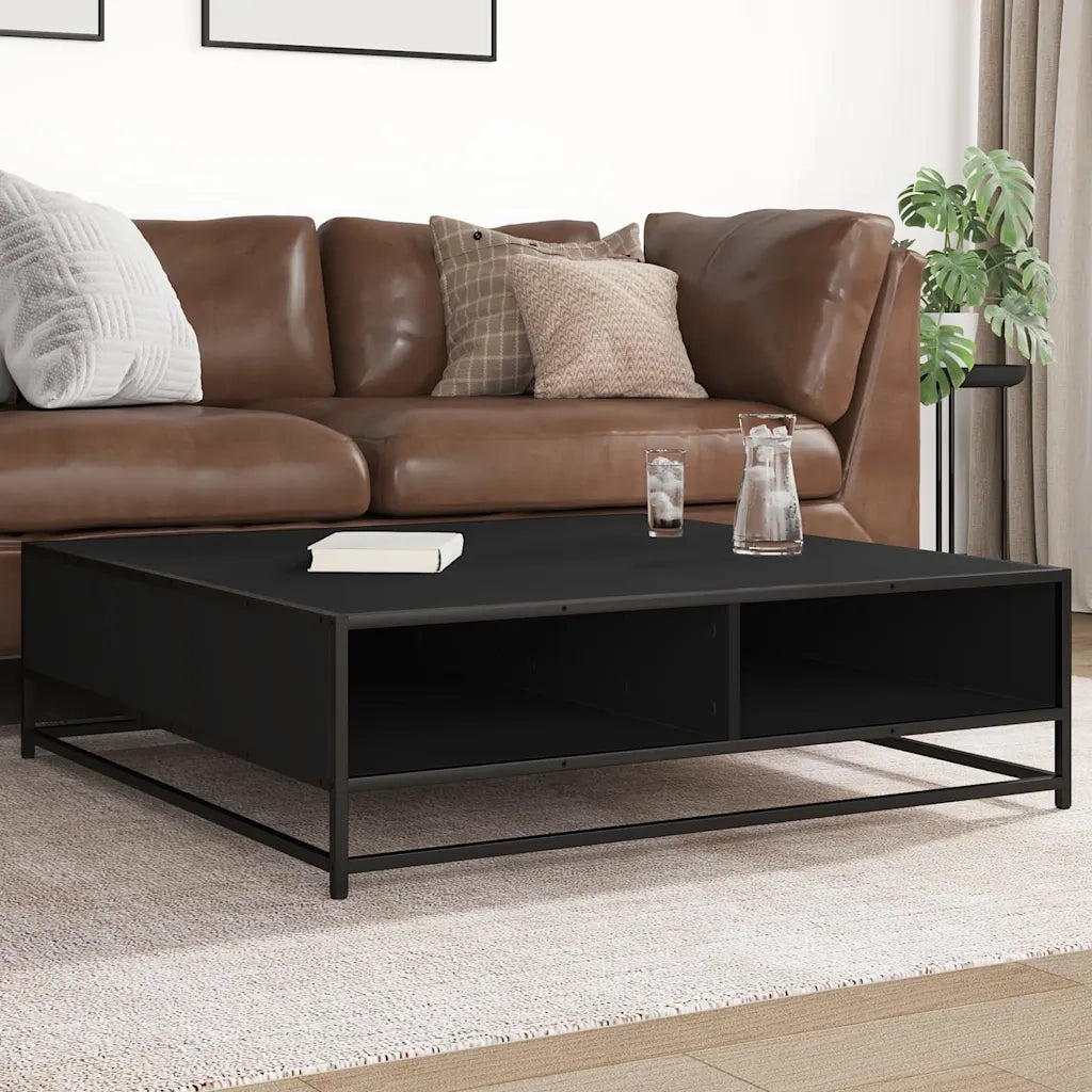 vidaXL Tavolino Nero 100x100x30 cm Legno in Truciolato e Metallo