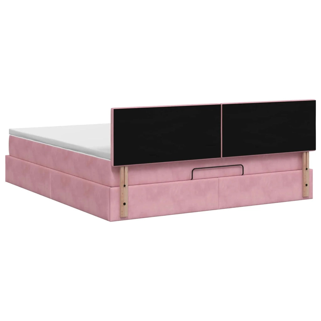Letto ottomano con materasso Rosa 180 x 200 cm Velluto 3456506