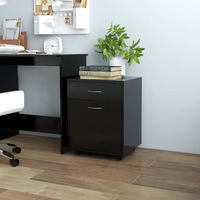 Mobiletto con Rotelle Nero 45x38x54cm in Legno Multistrato 808441