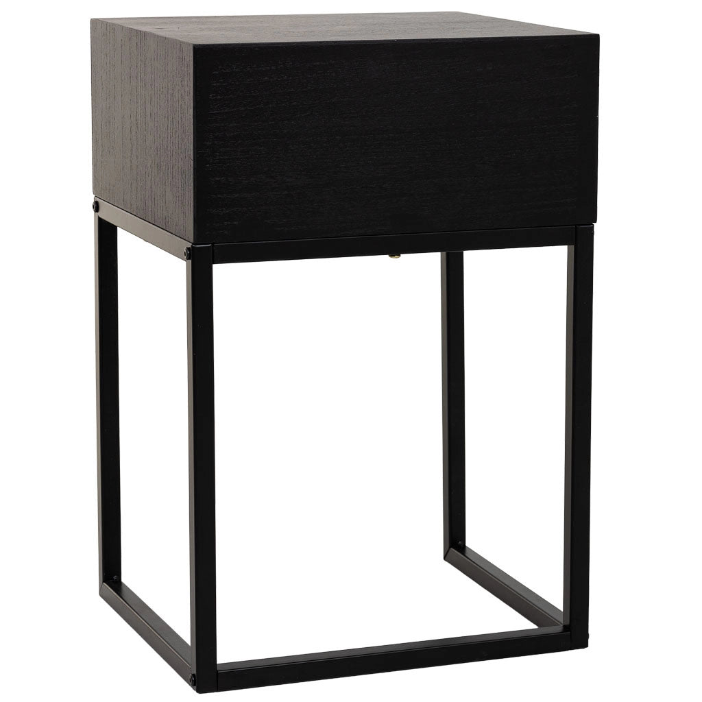 Comodino in legno e metallo 1 cassetto 40x36x60