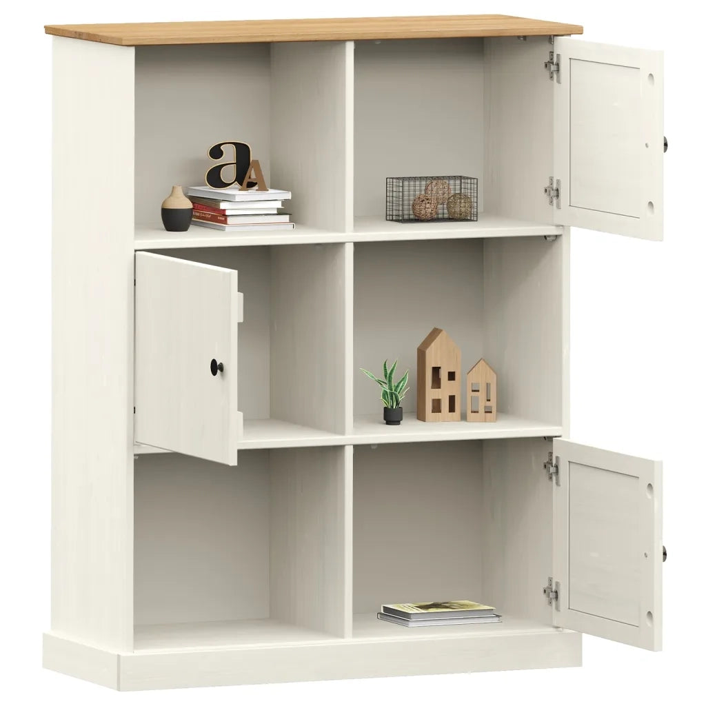 Libreria VIGO 90x35x114,5 cm in Legno Massello di Pino Bianco 353182