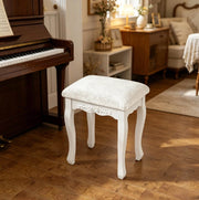 Sgabello da toeletta 37x50x30 cm imbottito in MDF e plastica bianco crema