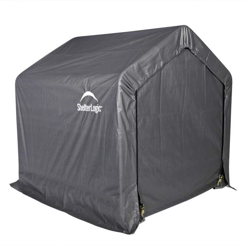 Capanno deposito da giardino in acciaio e telo PVC impermeabile 180x180 cm, copertura anti UV con porta zip per attrezzi esterno - Esterni da Vivere