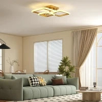 Plafoniera LED 40W 4300 lm, 3 temperature di colore, 3 anelli dorati, 48 x 46 x 13 cm