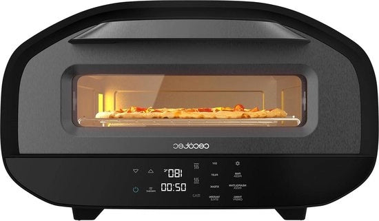 Forno per Pizza con Porta Tifosi 1700W | Capacità 12 Litri | Regolazione Digitale | Acciaio Verniciato | 8 Funzioni | Timer | Temperatura 80°C - 430°C | Illuminazione Interna